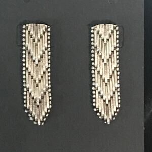 Vintage Earrings Sterling Silver 925 Chevron Woven Textured Dangle Waterfall